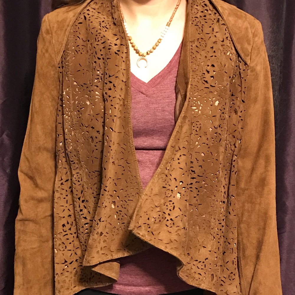 Chi by Carlos Falchi brown suede cut out